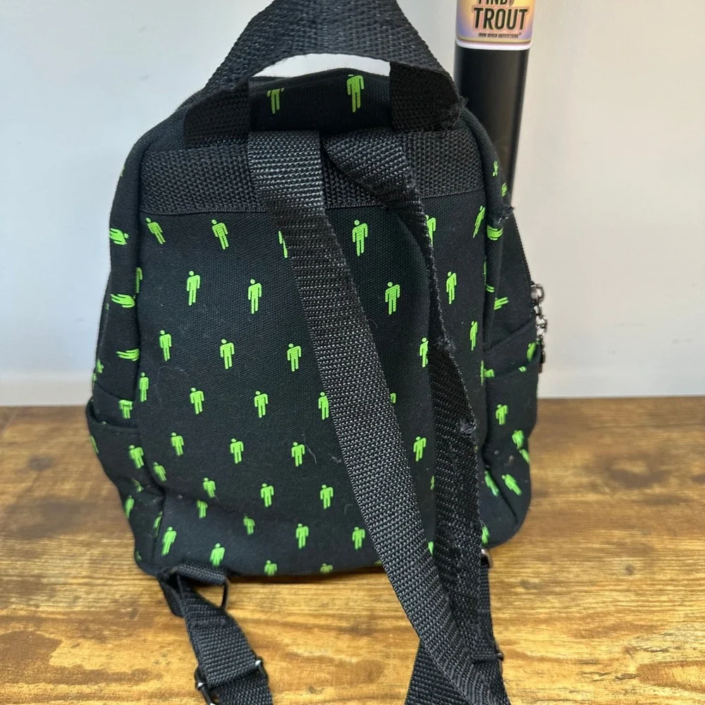 Billie Eilish Blohsh Mini Backpack Black Green Canvas Small Daypack Bag FLAW